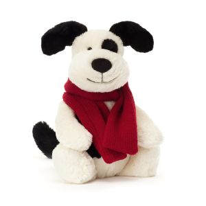 Jellycat Bashful Winter Puppy Black & Cream 9x12x31cm