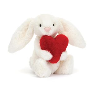 Jellycat Bashful Red Love Heart Bunny Little (Sml) Cream & Red 8x9x8cm