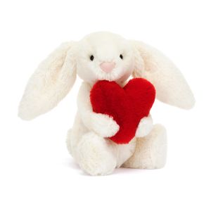 Jellycat Bashful Red Love Heart Bunny Little (Sml) Cream & Red 8x9x8cm