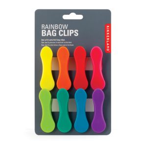 Kikkerland Rainbow Bag Clips - Set of 8 Multi-Coloured 2x3X7cm
