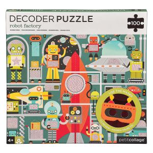 Petit Collage Robot Factory Decoder Puzzle Multi-Coloured 38x47x0.3cm