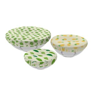 Davis & Waddell Reusable Reversible Fabric Bowl Cover Set 3pce Suitable for 16-18cm/18-24cm/24-28cm Lettuce/Vines/Leaf