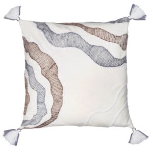 Amalfi Wave Cushion Off White/Blue/Brown 50x10x50cm