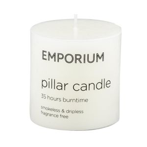 Emporium Pillar Candle White 7.5x7.5x7.5cm