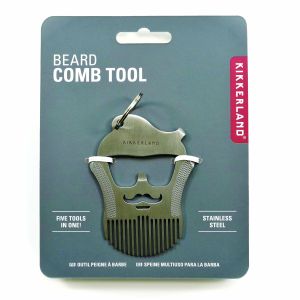 Kikkerland Beard Comb Tool Silver 6x10x1cm