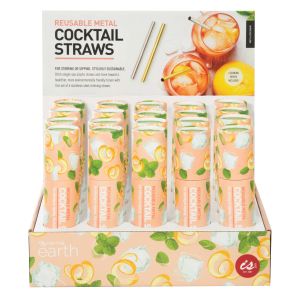Is Gift Reusable Metal Cocktail Straws Set of 6 (2Asst/20Disp) Assorted 13.7x3.2x3.2cm