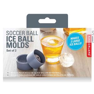 Kikkerland Soccer Ball Ice Ball Moulds 2pcs Set Black 6.1x6.1x6.6cm