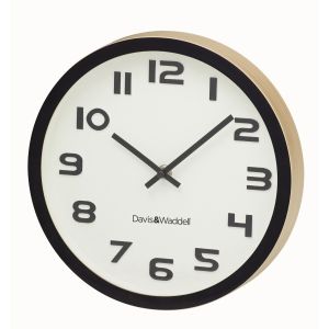 Davis & Waddell Logan Wall Clock Cream/Black/Natural 25.5x25.5x4cm