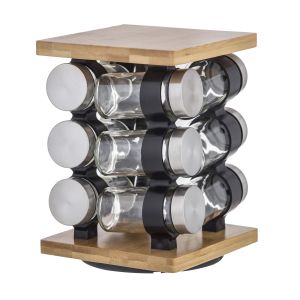 Davis & Waddell Romano Spice Jar Set with Rack 12pcs Set Natural & Clear 16x16x21cm