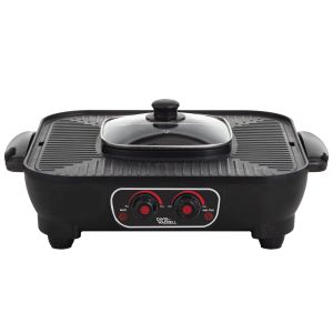 Davis & Waddell 2 in 1 Electric Steamboat Hotpot with Teppanyaki Grill Black 42x42x18cm