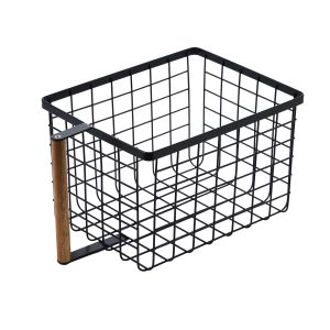 Davis & Waddell Metal Kitchen Storage Basket with Side Handle Black 28x18x15cm