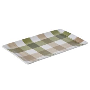 Davis & Waddell Manor Gingham Rectangular Platter Green & Taupe Multicolour 36x20.3x3cm