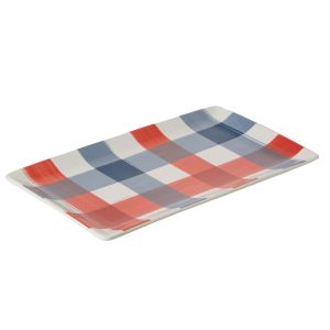 Davis & Waddell Manor Gingham Rectangular Platter Red & Blue Multicolour 36x20.3x3cm
