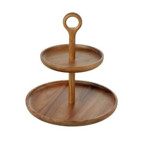 Davis & Waddell Acacia & Brass 2-Tier Fruit Stand Natural 30x33cm
