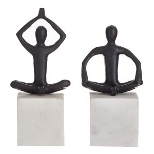 Amalfi Pranayama Sculpture 2pcs Set Black/White 8x8x20cm