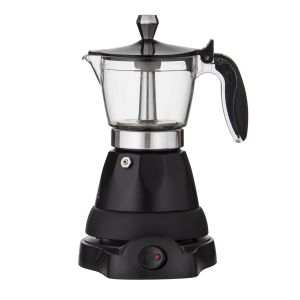Leaf & Bean Electric Espresso Maker Black & Silver 17x13x25cm/3 Cup