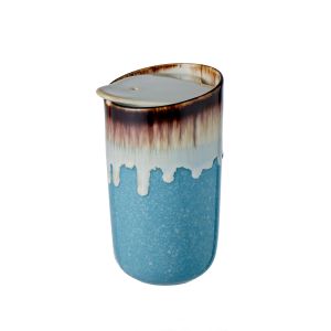 Leaf & Bean Roma Reactive Glaze Double Wall Travel Cup Blue/Brown 8.5x5x15cm