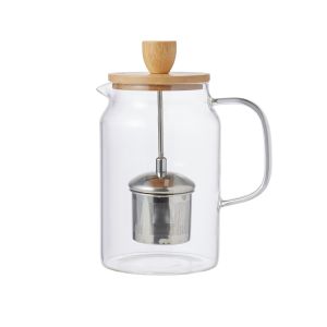 Leaf & Bean Naples Tea Pot with Bamboo Lid & Infuser Clear 15x10.5x18.5cm/900ml