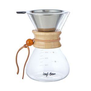 Leaf & Bean Glass Coffee Pot With S/Steel Filter Clear 10x10x16cm/400ml