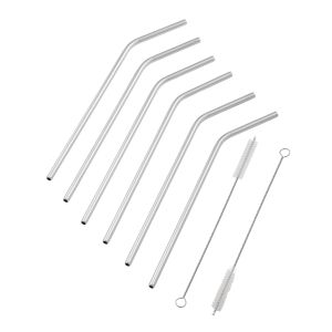 Davis & Waddell Fine Foods SS Straws with Cleaning Brushes Set 8pce Stainless Steel 0.6x0.6x24cm