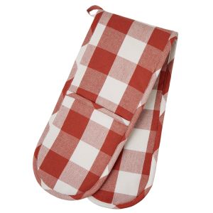 Davis & Waddell Check Double Oven Glove Red Check 90x18cm