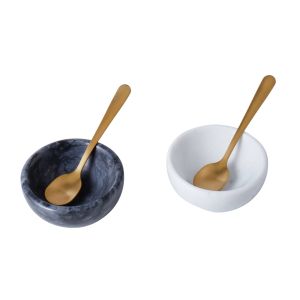 Davis & Waddell Nuvolo Marble Pinch Pot & Spoon 4pcs Set Grey 7x3cm/13cm