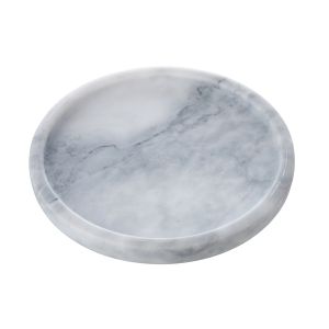 Davis & Waddell Nuvolo Round Marble Tray White Grey 20x20x2cm