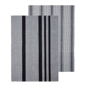Davis & Waddell Ellis Cotton Tea Towel 2pcs Set Black & White Stripe 50x70cm