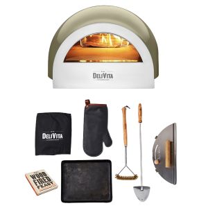 DeliVita Wood Fired Collection Oven & Accessories Bundle Olive Green