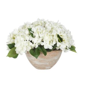 Rogue Hydrangea Bush-Earthenware Bowl White 47x47x33cm