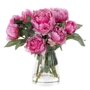 Rogue Peony Stem-Clear Glass Vase Dark Pink 31x30x30cm