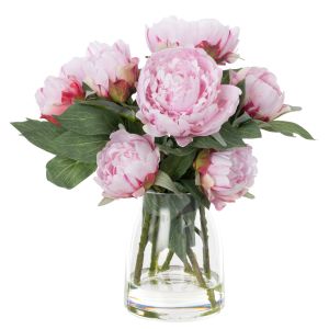 Rogue Peony Stem-Clear Glass Vase Pink 31x30x30cm