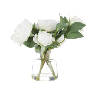 Rogue Peony Stem-Clear Glass Vase White 31x30x30cm