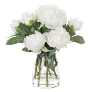 Rogue Peony Stem-Clear Glass Vase White 31x30x30cm