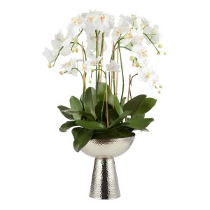 Rogue Phalaenopsis Orchid-Pali Metal Footed Planter White 90x74x65cm