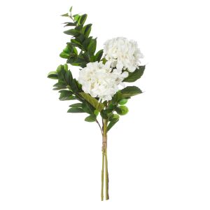 Rogue Hydrangea Ficus Leaf Mix Bouquet White & Green 28x28x84cm