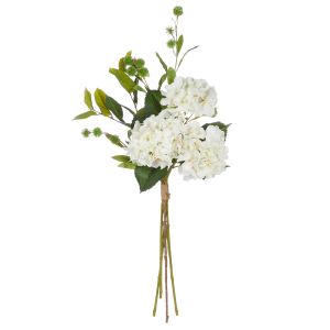 Rogue Hydrangea Pom Pom Lemon Leaf Mix Bouquet White & Green 33x33x110cm