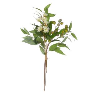 Rogue Flowering Eucalyptus Mix Bouquet White & Grey-Green 39x39x90cm