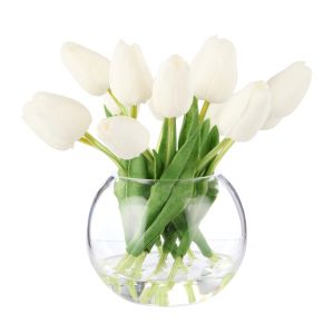 Rogue Tulip Bunch-Sphere Vase White 20x23x19cm