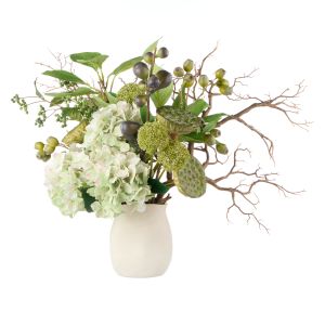 Rogue Hydrangea Lotus Pod Fig Mix- Maliah Pot Green 57x74x61cm