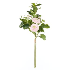 Rogue Ranunculus Spray Lush Leaf Bouquet Light Pink 40x30x80cm