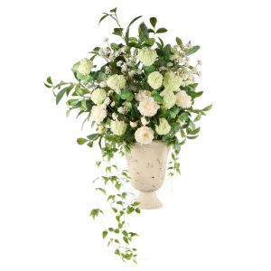 Rogue Snowball Peony Garden Mix-Vintage Urn White 104x70x125cm