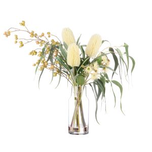 Rogue Banksia Eucalyptus Mix-Rachel Vase Cream 56x85x58cm