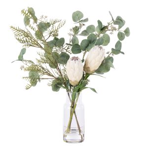 Rogue Protea Eucalyptus Bud - Rachel Vase Cream 63x37x60cm