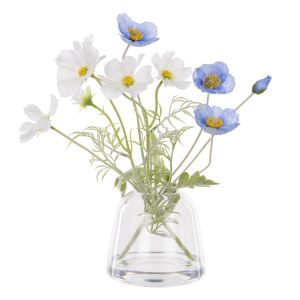 Rogue Poppy Cosmos Mix - Giselle Vase White & Blue 24x37x37cm