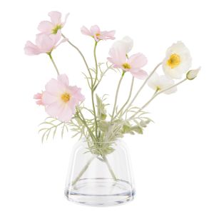 Rogue Poppy Cosmos Mix - Giselle Vase Cream & Pink 24x37x37cm