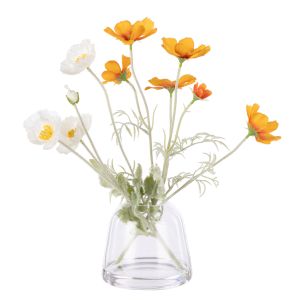 Rogue Poppy Cosmos Mix - Giselle Vase Cream & Orange 24x37x37cm