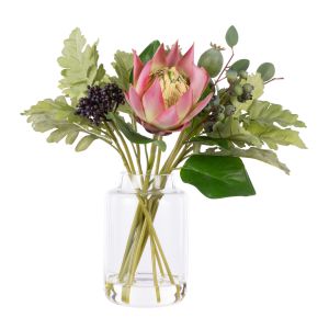 Rogue Protea Pod Mix - Pauline Vase Pink & Green 24x38x36cm