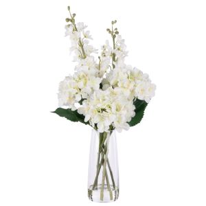 Rogue Delphinium Mix - Alana Vase White 33x38x73cm