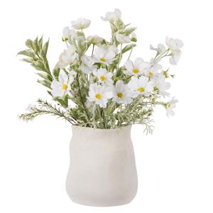 Rogue Cosmos Poppy Mix - Maliah Pot White 51x48x62cm